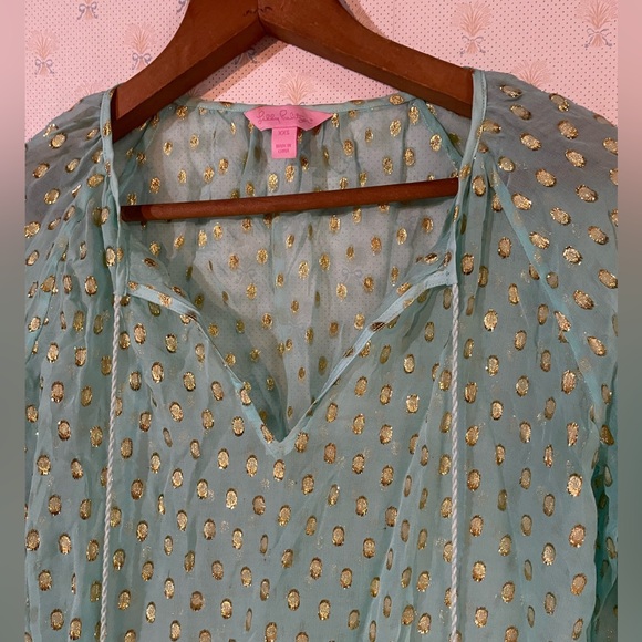 Lilly Pulitzer Rila Top Teal Gold Tassel - Picture 11 of 11